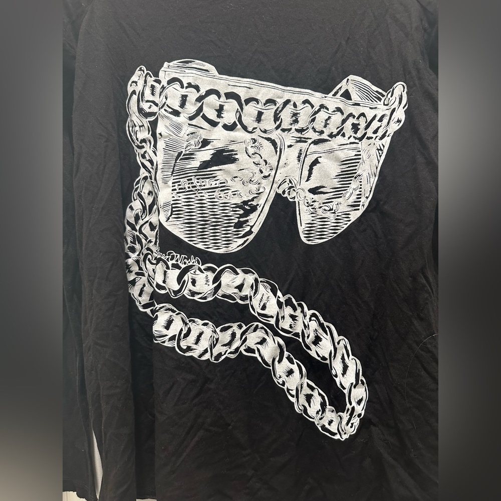 NWT Lauren Moshi black long sleeve swing tee graphic sunglasses tee Medium - Picture 2 of 5